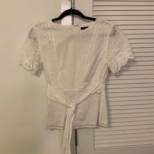 Ann Taylor White Textured Top